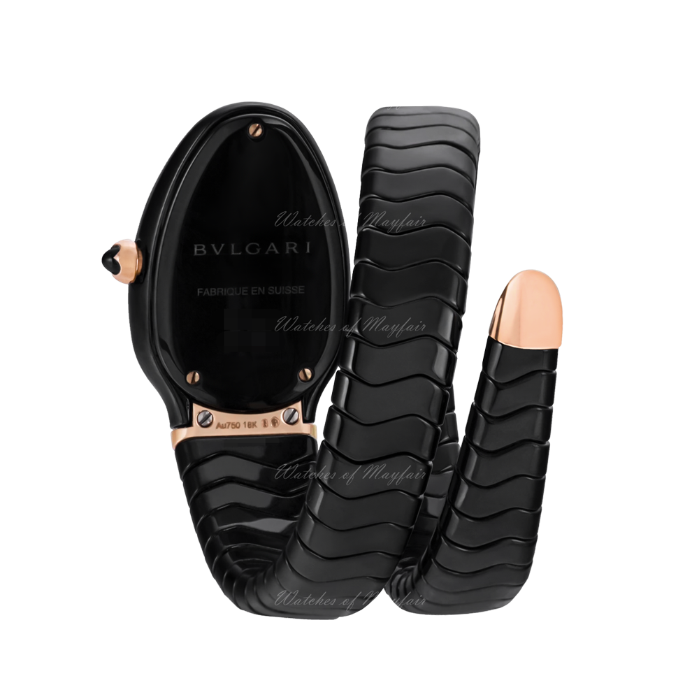 Bvlgari Serpenti Spiga 35Mm Black Ceramic Single Spiral Ladies Watch