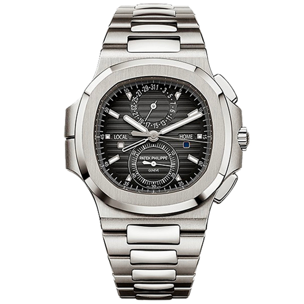 Patek Philippe Nautilus 5990/1A-001 Black Gradated Travel Time Chronograph 40.5Mm Stainless Steel Men’S Watch