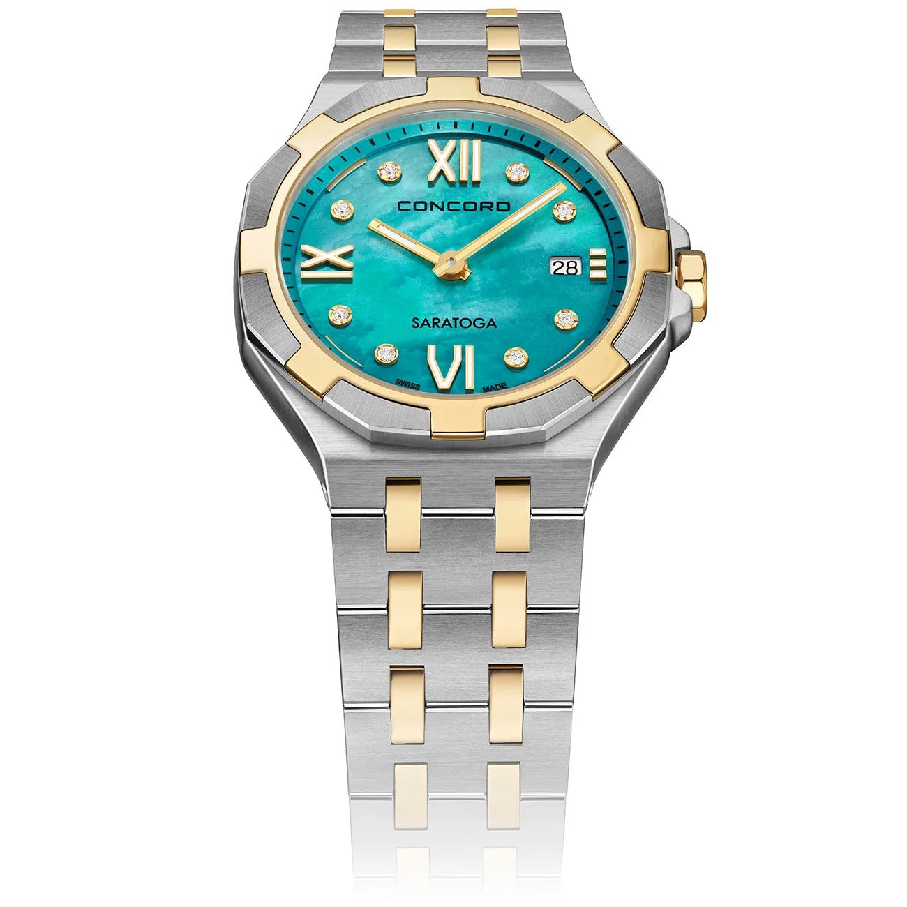 CONCORD WOMEN'S 2 TONE CASE TURQUOISE MOP DIAL QUARTZ WATCH