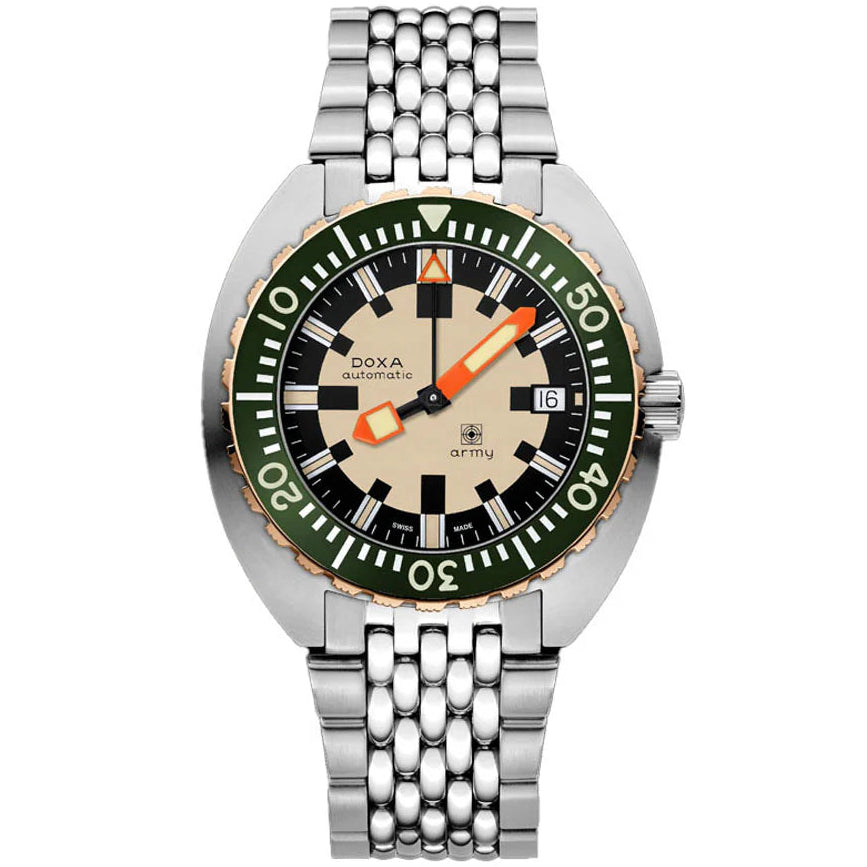 DOXA MEN'S SILVER TONE CASE GREEN DIAL AUTOMATIC WATCH