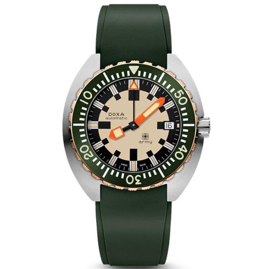 DOXA MEN'S SILVER TONE CASE GREEN DIAL AUTOMATIC WATCH