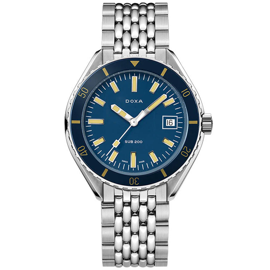 DOXA MEN'S SILVER TONE CASE BLUE DIAL AUTOMATIC WATCH