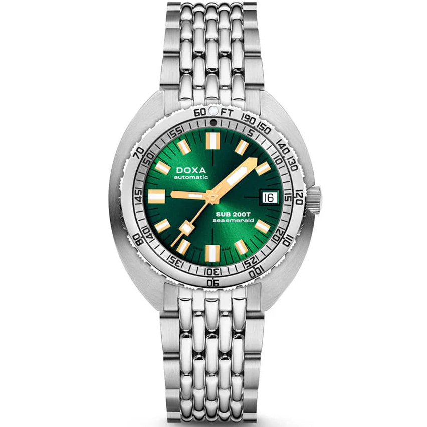 DOXA MEN'S SILVER TONE CASE GREEN DIAL AUTOMATIC WATCH