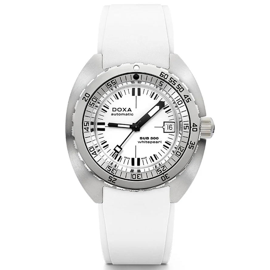 DOXA MEN'S SILVER TONE CASE WHITE DIAL AUTOMATIC WATCH