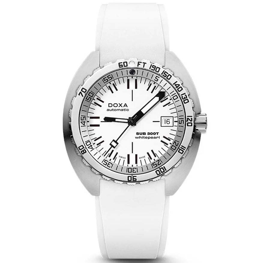 DOXA MEN'S SILVER TONE CASE WHITE DIAL AUTOMATIC WATCH