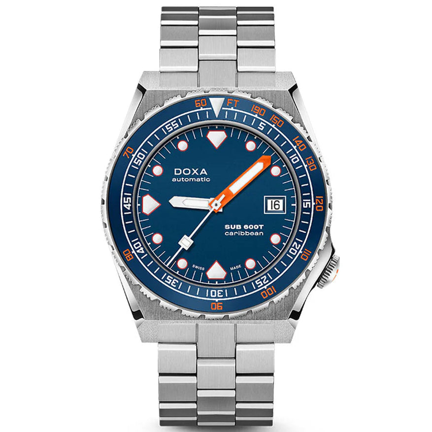 DOXA MEN'S SILVER TONE CASE SAPPHIRE DIAL AUTOMATIC WATCH