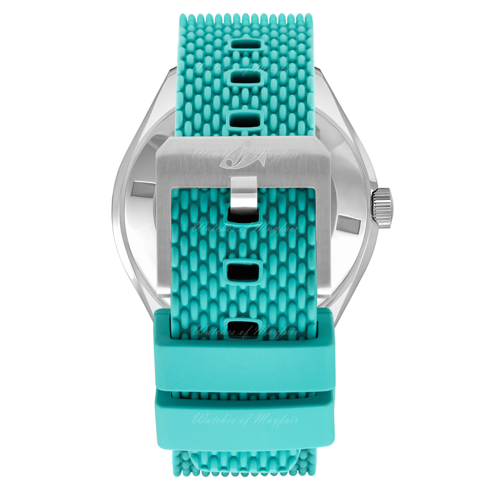 DOXA MEN'S SILVER TONE CASE TORQUOISE DIAL AUTOMATIC WATCH