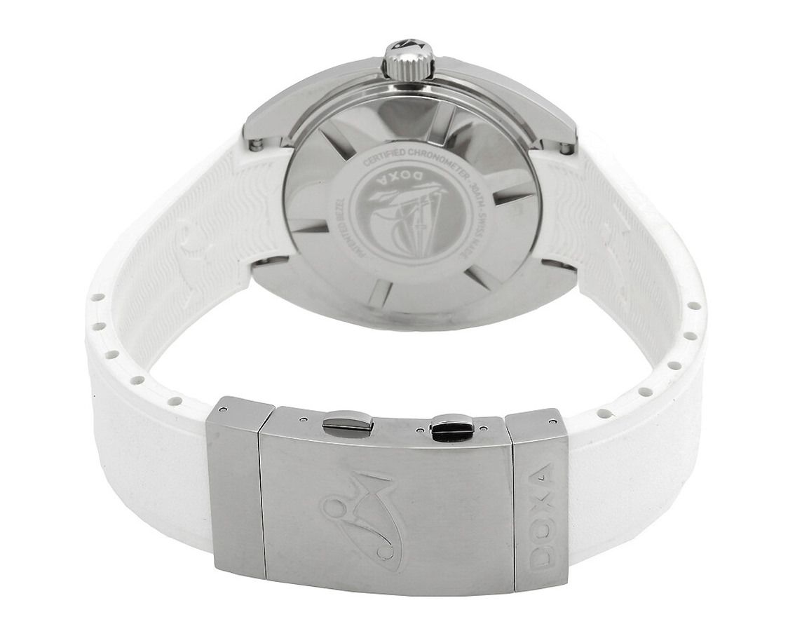 DOXA MEN'S SILVER TONE CASE WHITE DIAL AUTOMATIC WATCH