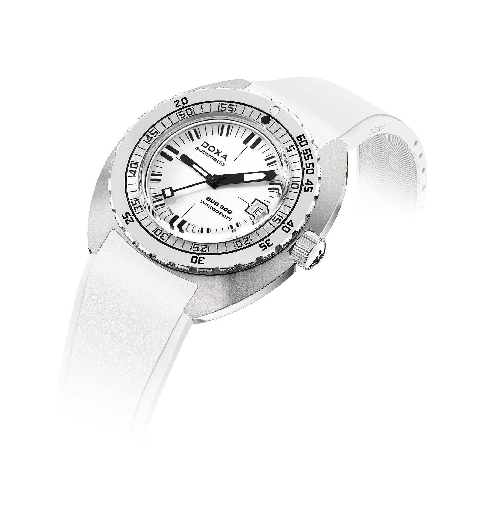 DOXA MEN'S SILVER TONE CASE WHITE DIAL AUTOMATIC WATCH