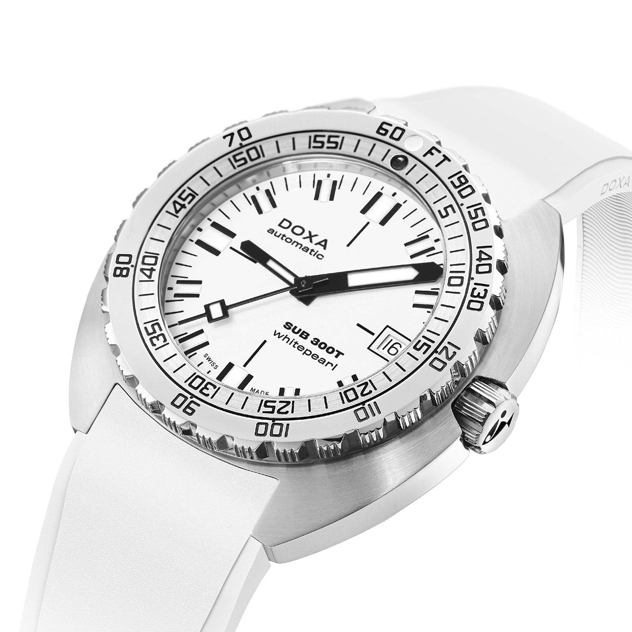 DOXA MEN'S SILVER TONE CASE WHITE DIAL AUTOMATIC WATCH