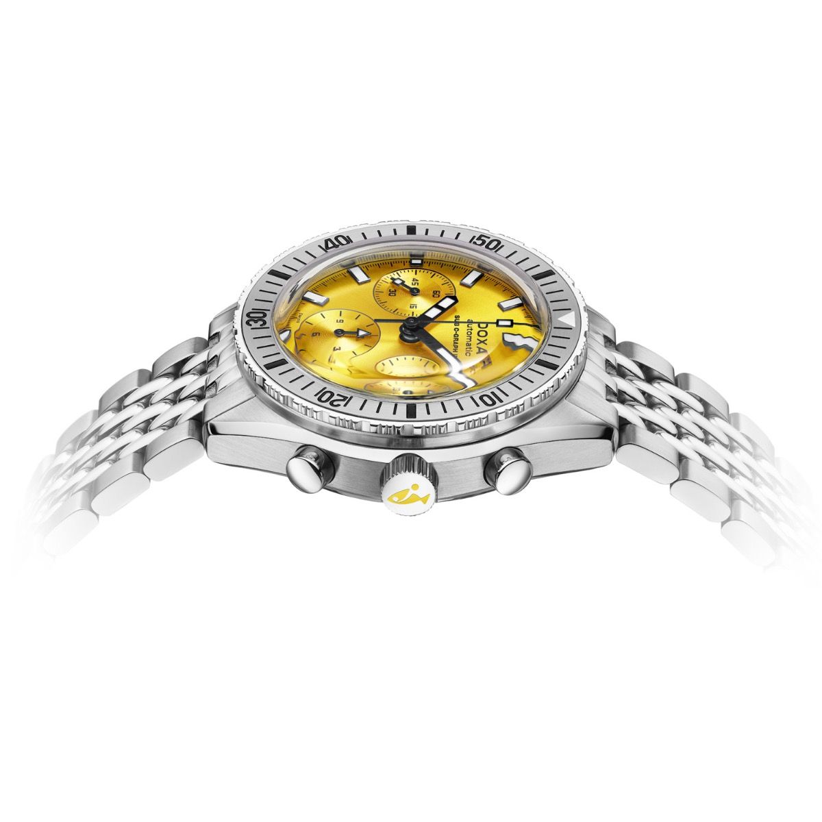 DOXA MEN'S SILVER TONE CASE YELLOW DIAL AUTOMATIC WATCH
