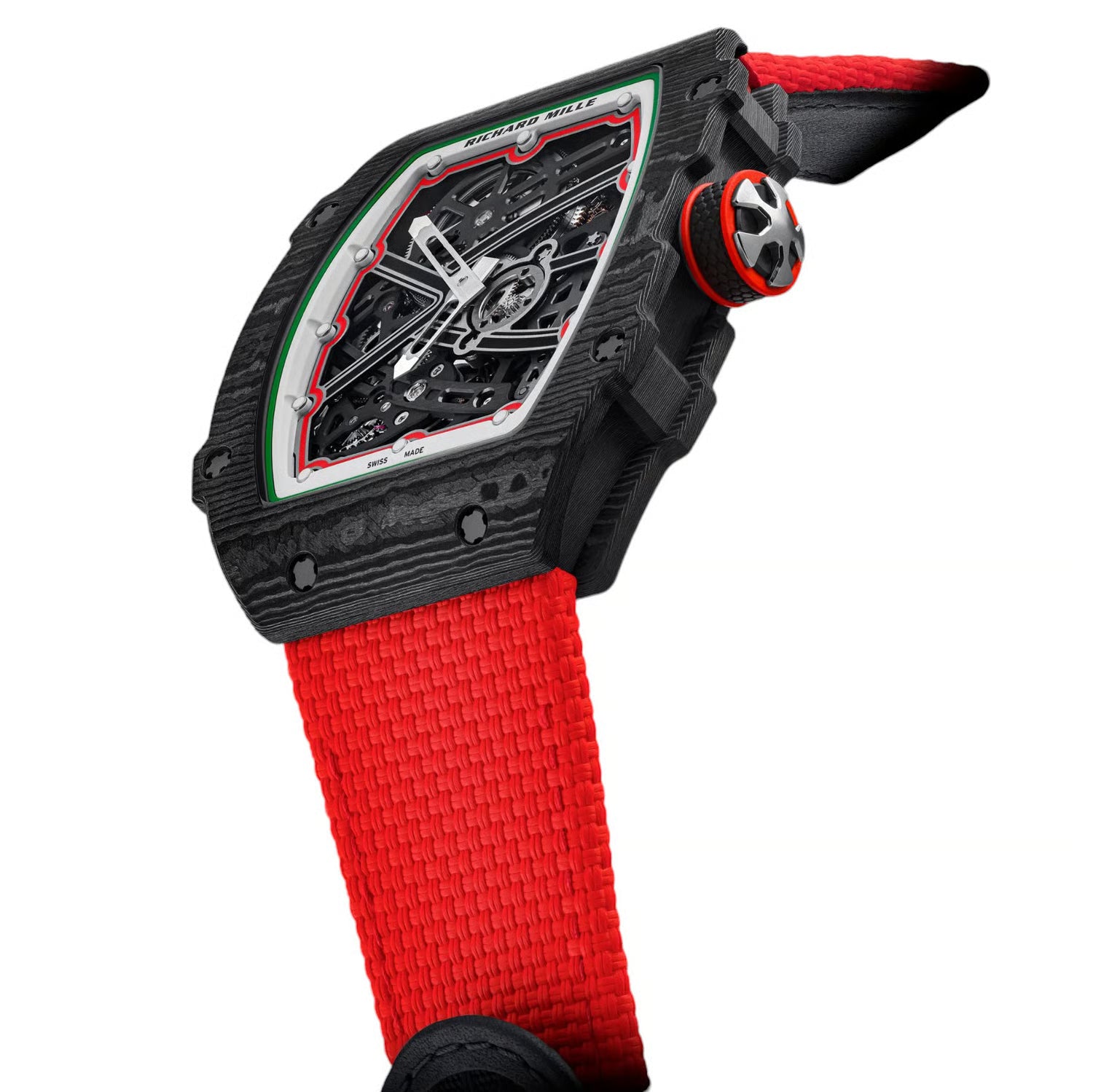 Richard Mille RM 67-02 Extra Flat Italy Carbon TPT Red Green Skeleton Dial 38mm Unisex Watch
