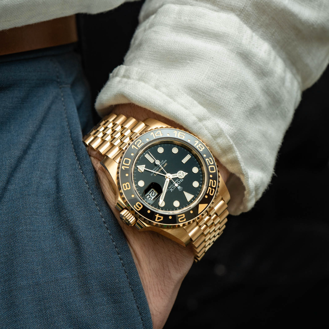 Rolex GMT Master II Oyester Perpetual 126718GRNR-0001 18ct Yellow Gold Black Dial
