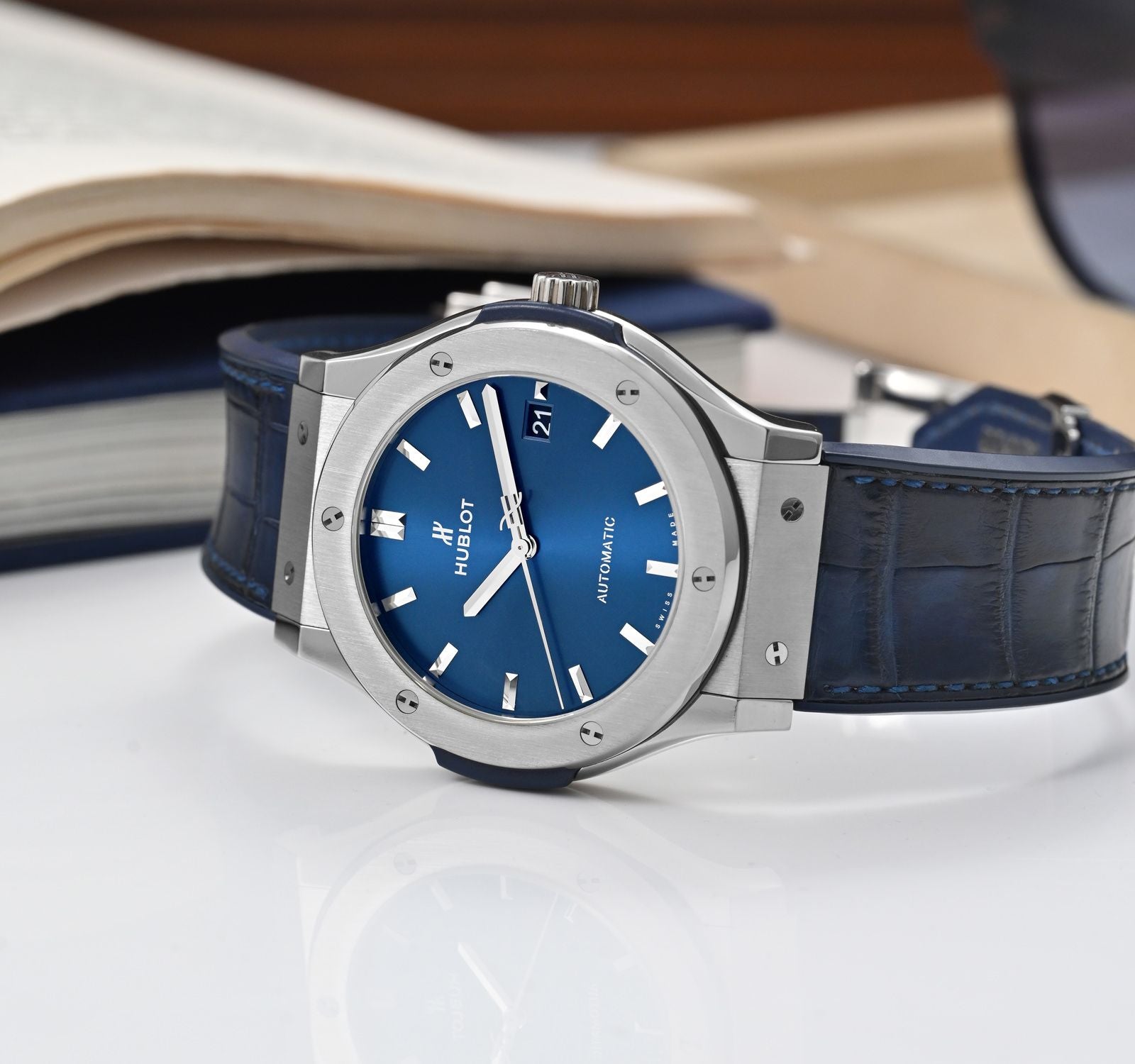 Hublot Classic Fusion 542.NX.7170.LR Titanium 42Mm Blue Dial Men’s Watch