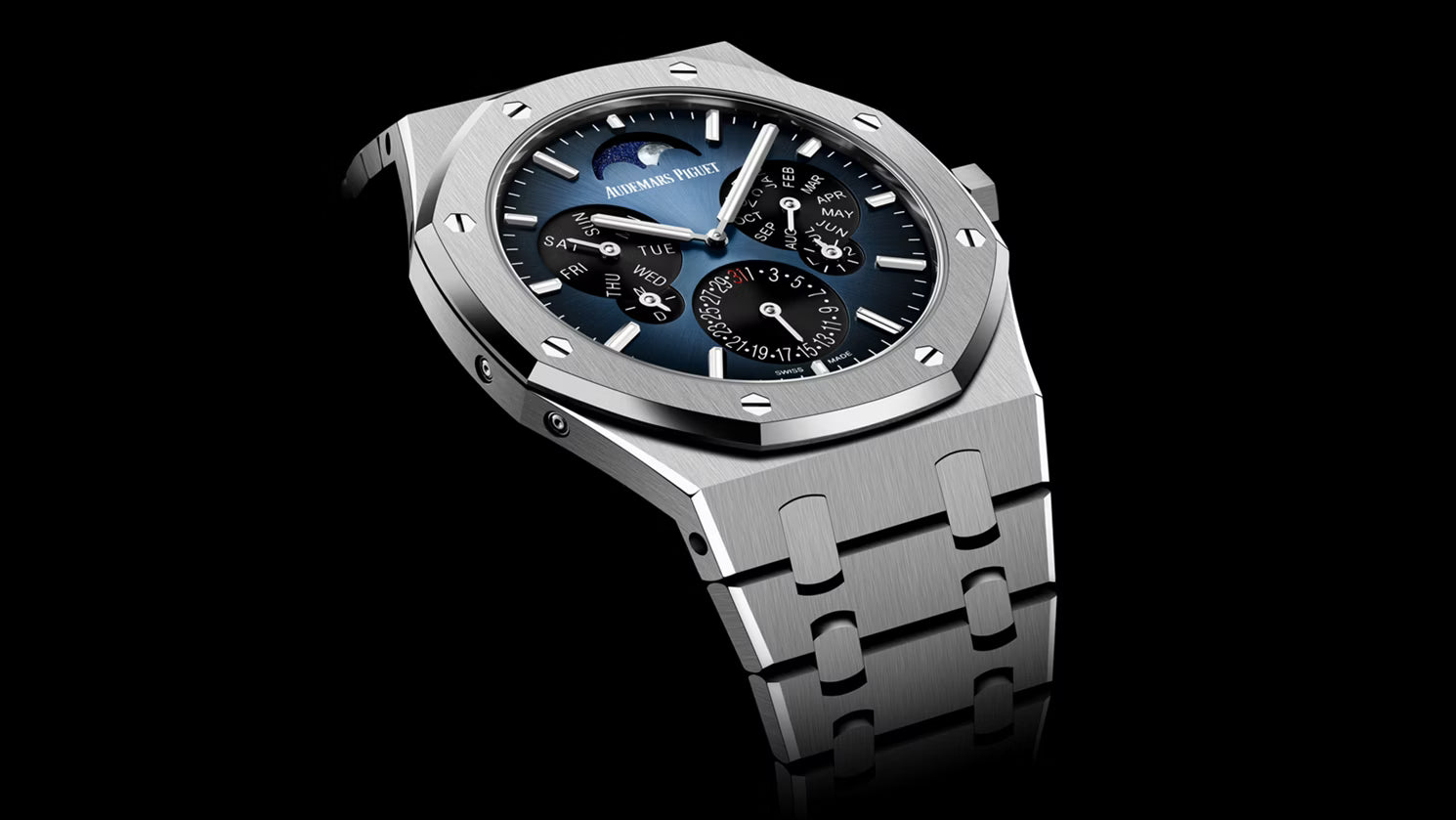 Audemars Piguet Royal Oak 26586TI.OO.1240TI.01 Perpetual Calendar Ultra-Thin Ltd. Edition Blue Dial 41mm Men’s Watch