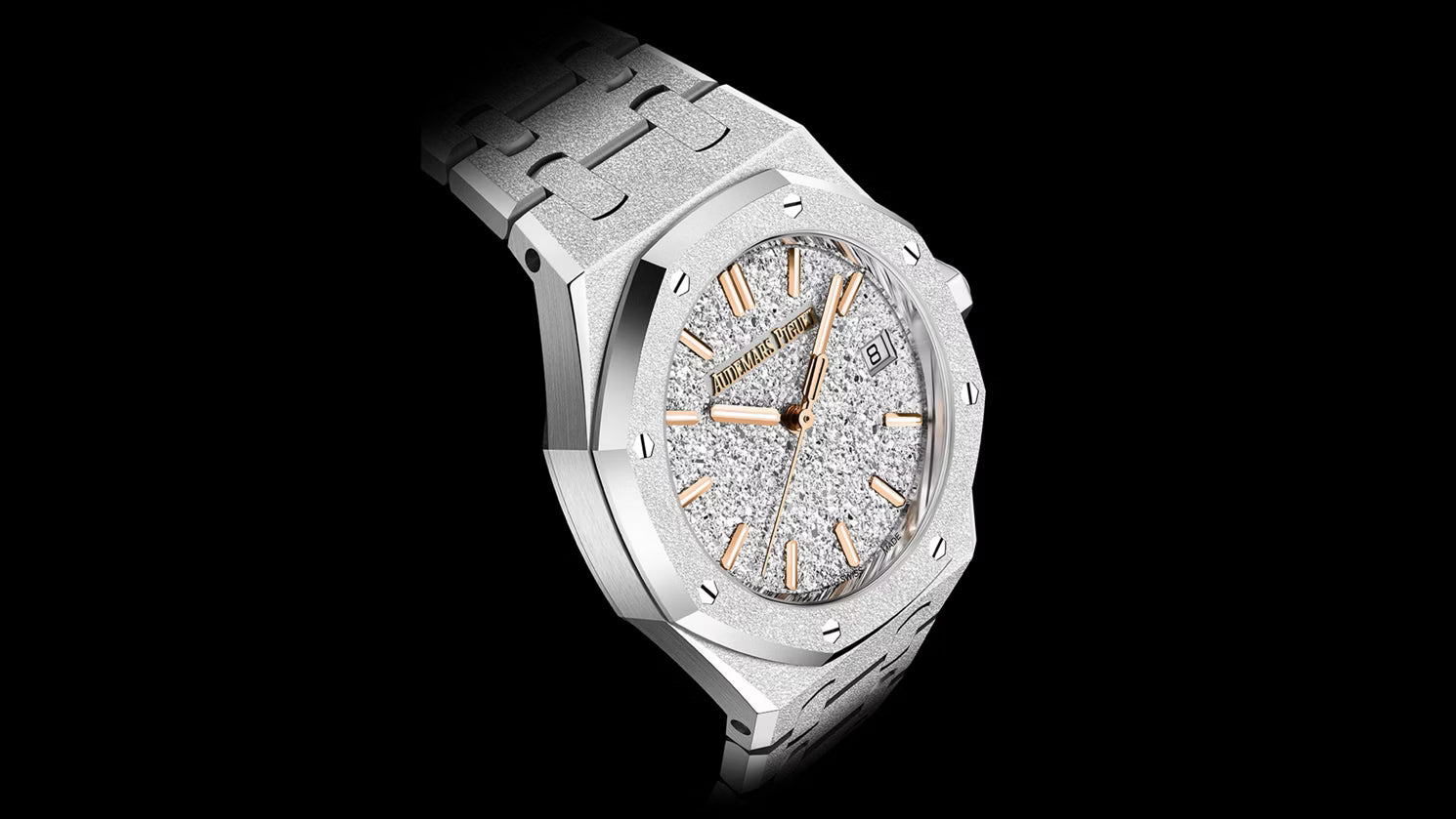 Audemars Piguet Royal Oak 77450BC.GG.1361BC.01 Automatic White Gold Frosted Dial 34mm Ladies Watch