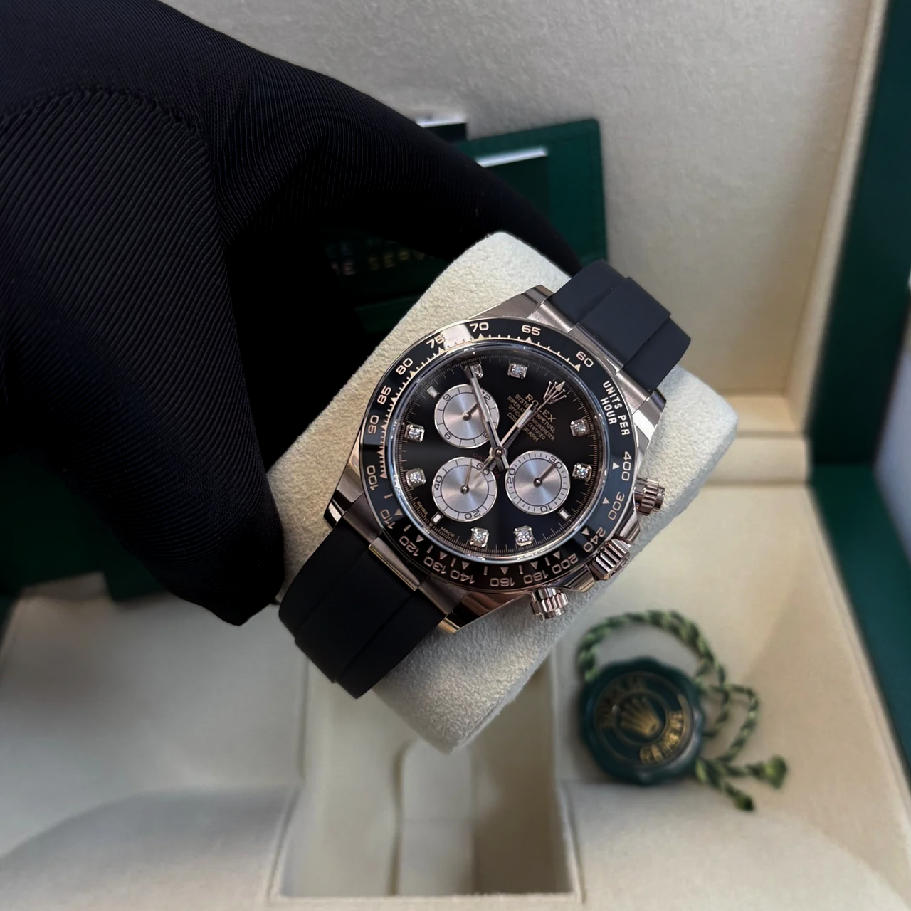 Rolex Cosmograph Daytona 126515LN-0004 Rose Gold Black Rubber And Black Diamond Dial