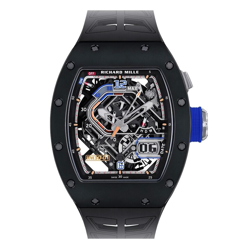 Richard Mille RM 30-01 Declutchable Rotor Automatic Winding Black Ceramic 43mm Skeleton Dial Mens Watch