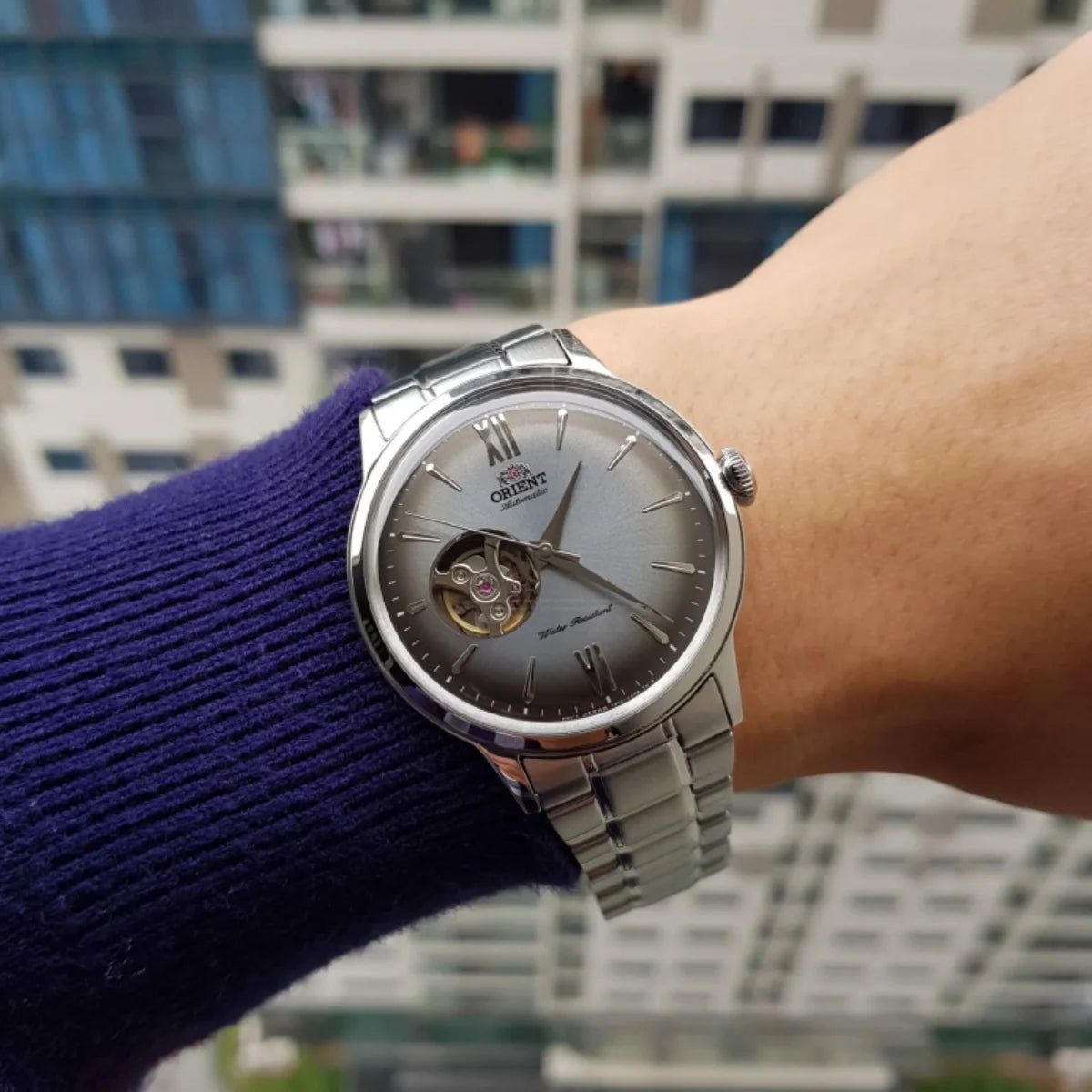 ORIENT MEN'S CLASSIC AUTOMATIC SEMI SKELETON DEEP COLOR WATCH