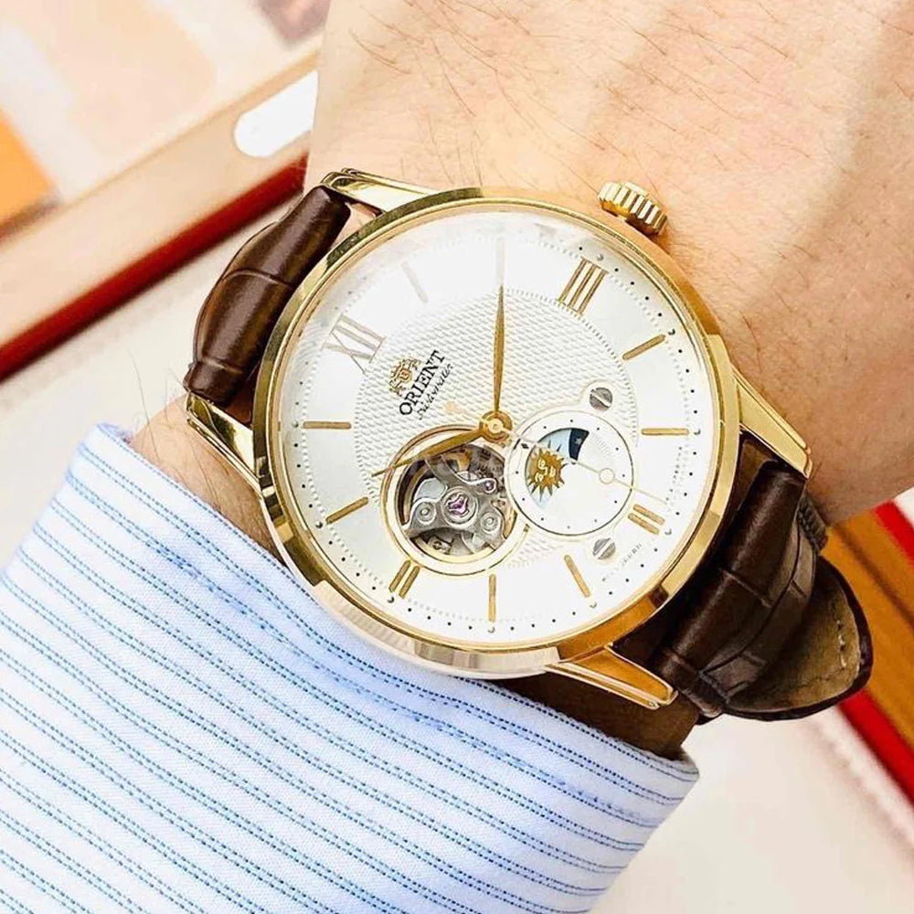 ORIENT MEN'S CLASSIC AUTOMATIC SUN AND MOON OPEN HEART 2021 WATCH