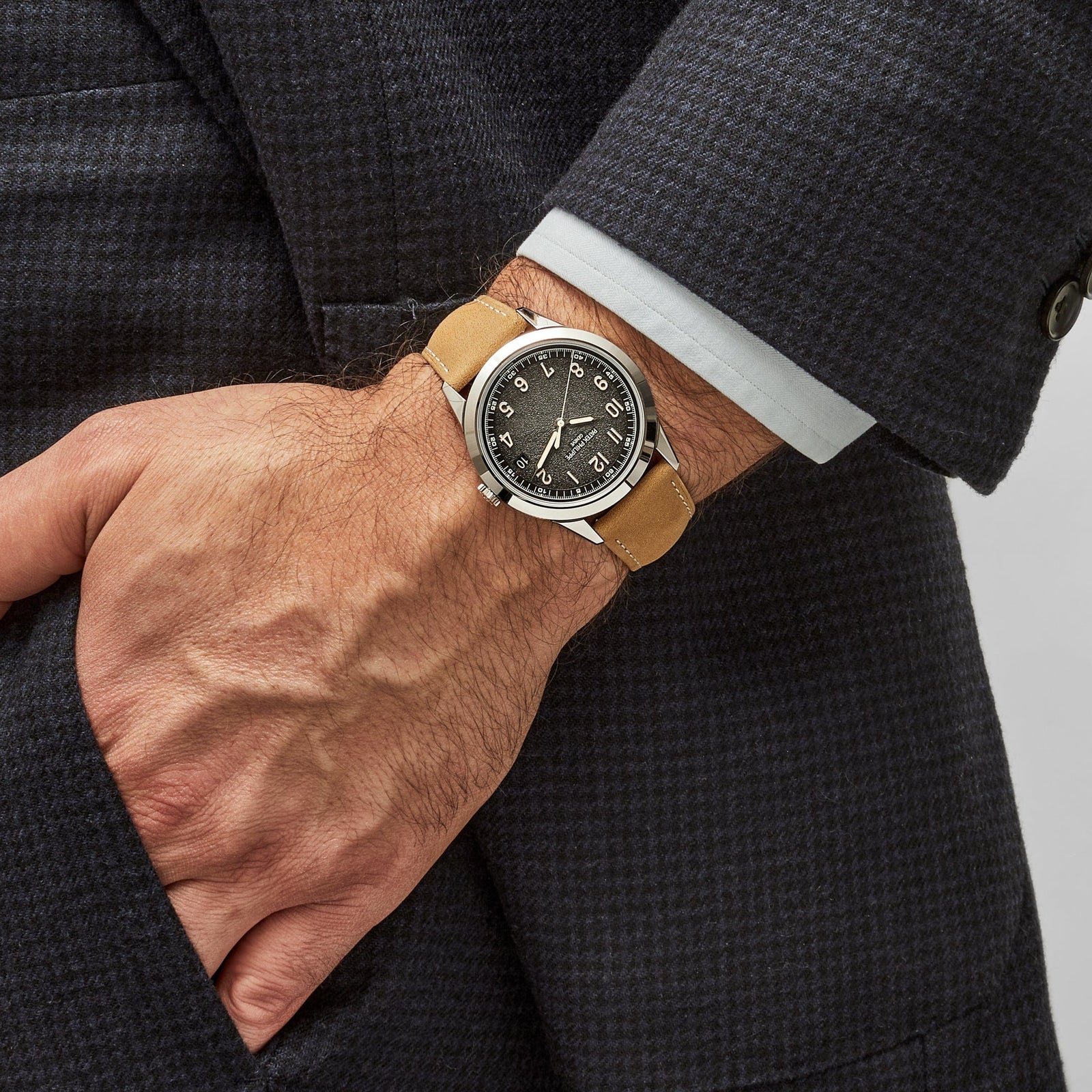 Patek Philippe Calatrava 5226G-001 18Kt White Gold Textured Charcoal Grey Dial 40mm Men’s Watch