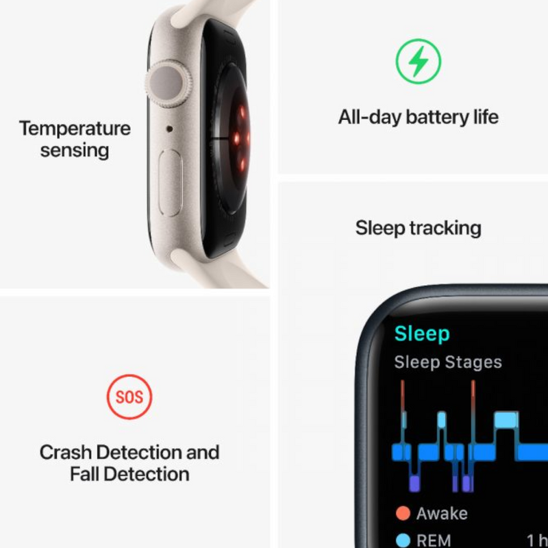 Apple Watch - Series 8 GPS 45mm Aluminium Case with Sport Band - Azzam Watches 