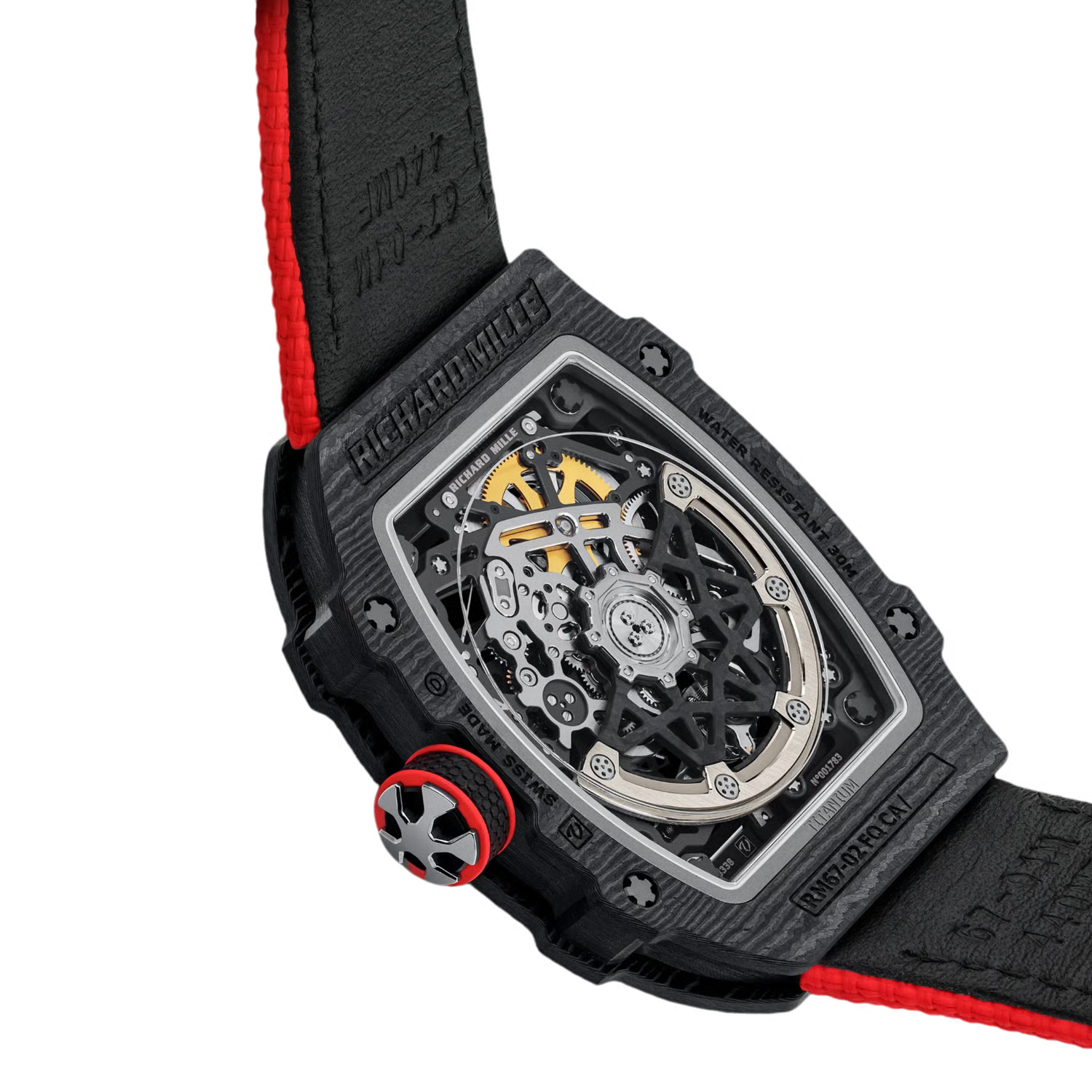 Richard Mille RM 67-02 Extra Flat Italy Carbon TPT Red Green Skeleton Dial 38mm Unisex Watch