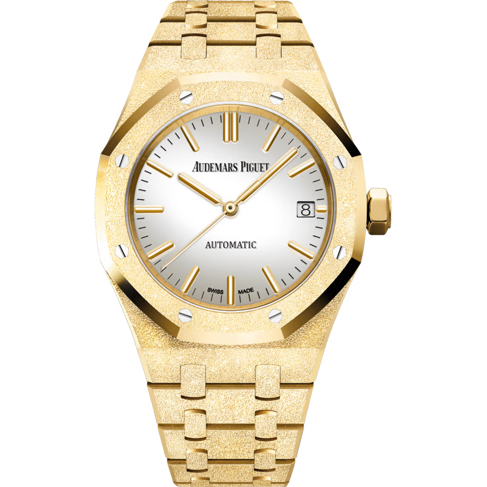 Audemars Piguet Royal Oak Carolina Bucci 15454BA.GG.1259BA.02 Frosted Yellow Gold 37mm Silver-toned Mirror Dial Ladies Watch