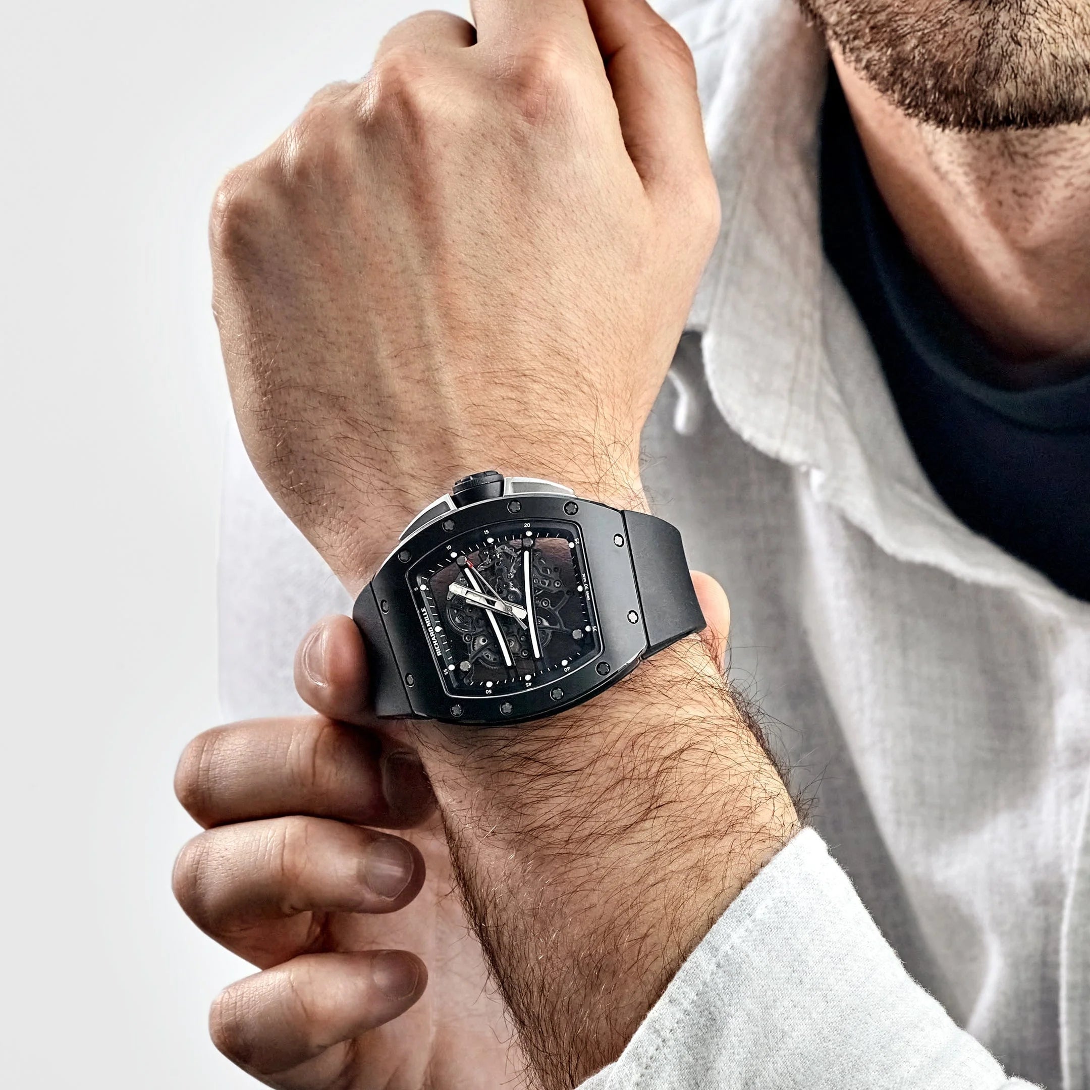 Richard Mille Rm 61-01 Ca-Tzp Yohan Blake Limited Edition 50.23Mm X 42.7Mm Ntpt Carbon Black Rubber Straps Mens Watch