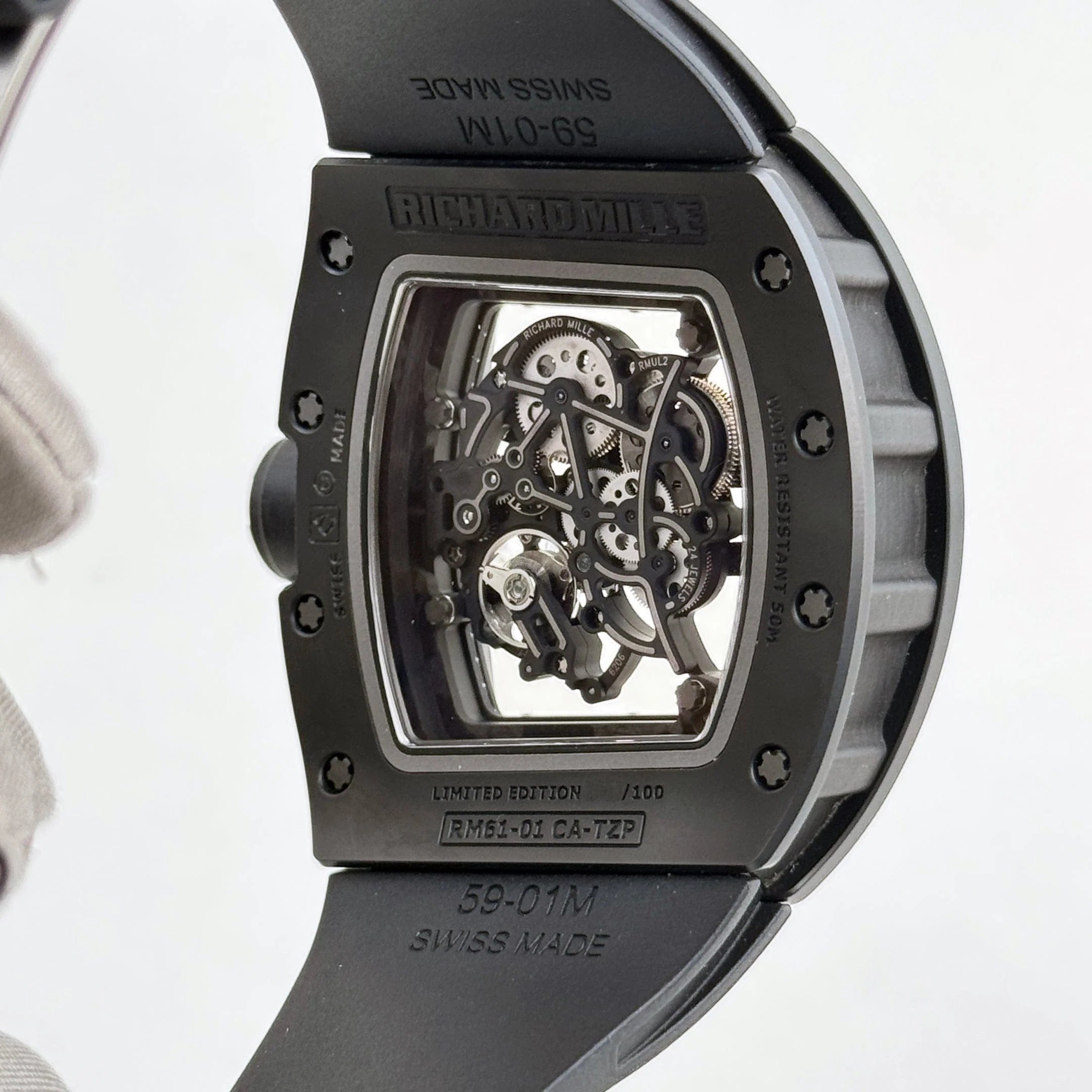 Richard Mille Rm 61-01 Ca-Tzp Yohan Blake Limited Edition 50.23Mm X 42.7Mm Ntpt Carbon Black Rubber Straps Mens Watch