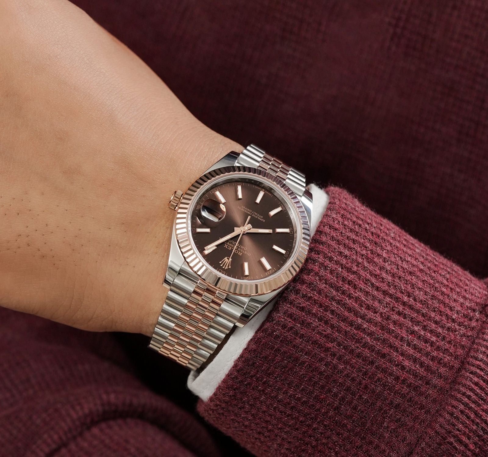 Rolex Datejust 126331 Choij Chocolate Index Dial Oyster Perpetual 41Mm Steel And 18K Everose Gold Jubilee Bracelet Men’S Watch