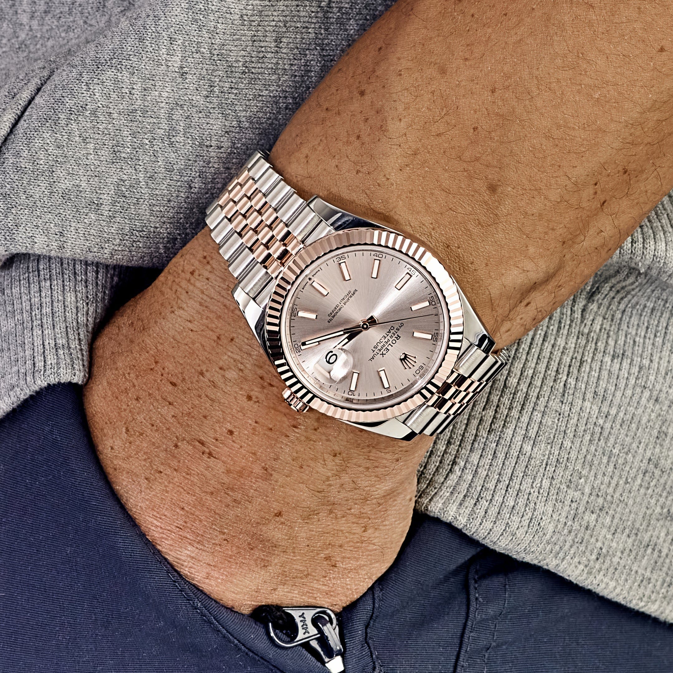 Rolex Datejust 126331 Suij Sundust Index Dial Fluted Bezel 41Mm 18Kt Rose Gold And Steel Jubilee
