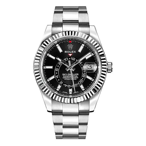 Rolex Sky Dweller 326934 Bk Black Indices Dial White Gold Bezel 42Mm Stainless Steel Oyster Bracelet