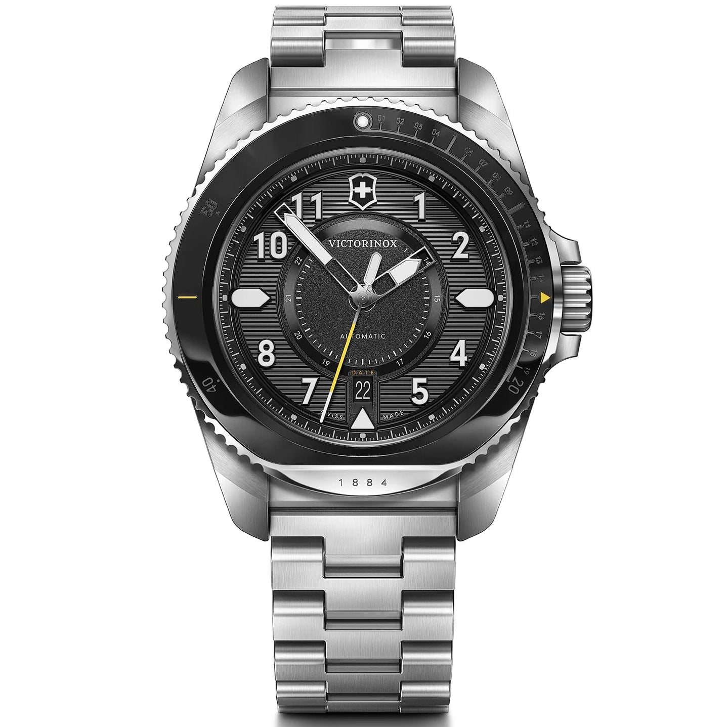 VICTORINOX MEN'S SILVER TONE CASE BLACK DIAL AUTOMATIC WATCH