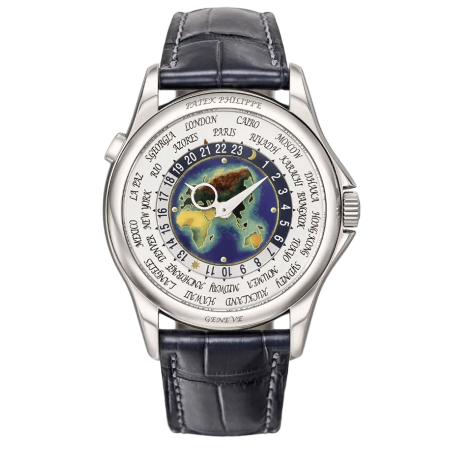 Patek Philippe Grand Complications 5131G-001 World Time 39.5mm White Gold Black Leather Straps Men’S Watch