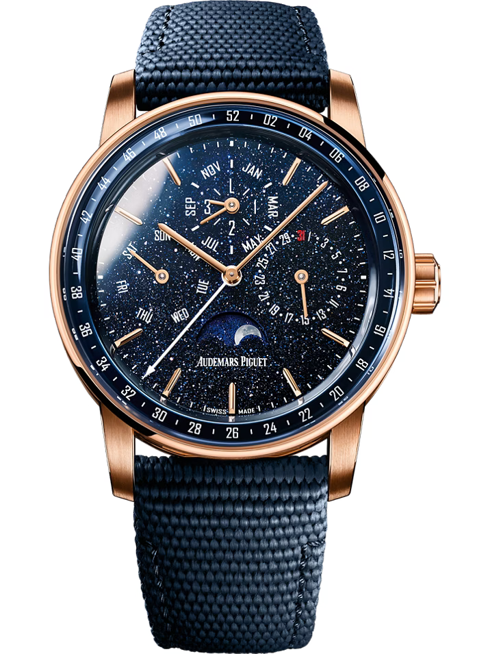 Audemars Piguet Code 11.59 26394Or.Oo.D027Kb.01 Blue Aventurine Dial Perpetual Calendar 41Mm 18K Rose Gold Men’S Watch