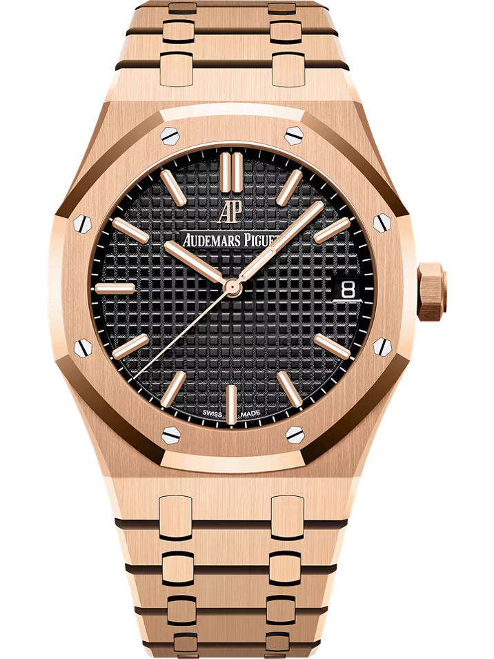 Audemars Piguet Royal Oak 15500Or.Oo.1220Or.01 Black Grande Tapisserie 41Mm 18K Rose Gold Men’S Watch