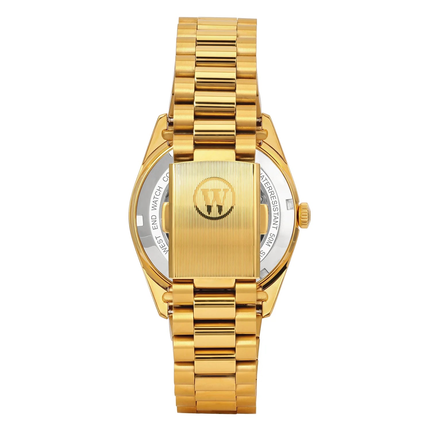 WEST END WOMEN'S GOLD TONE CASE BLACK DIAL AUTOMATIC WATCH