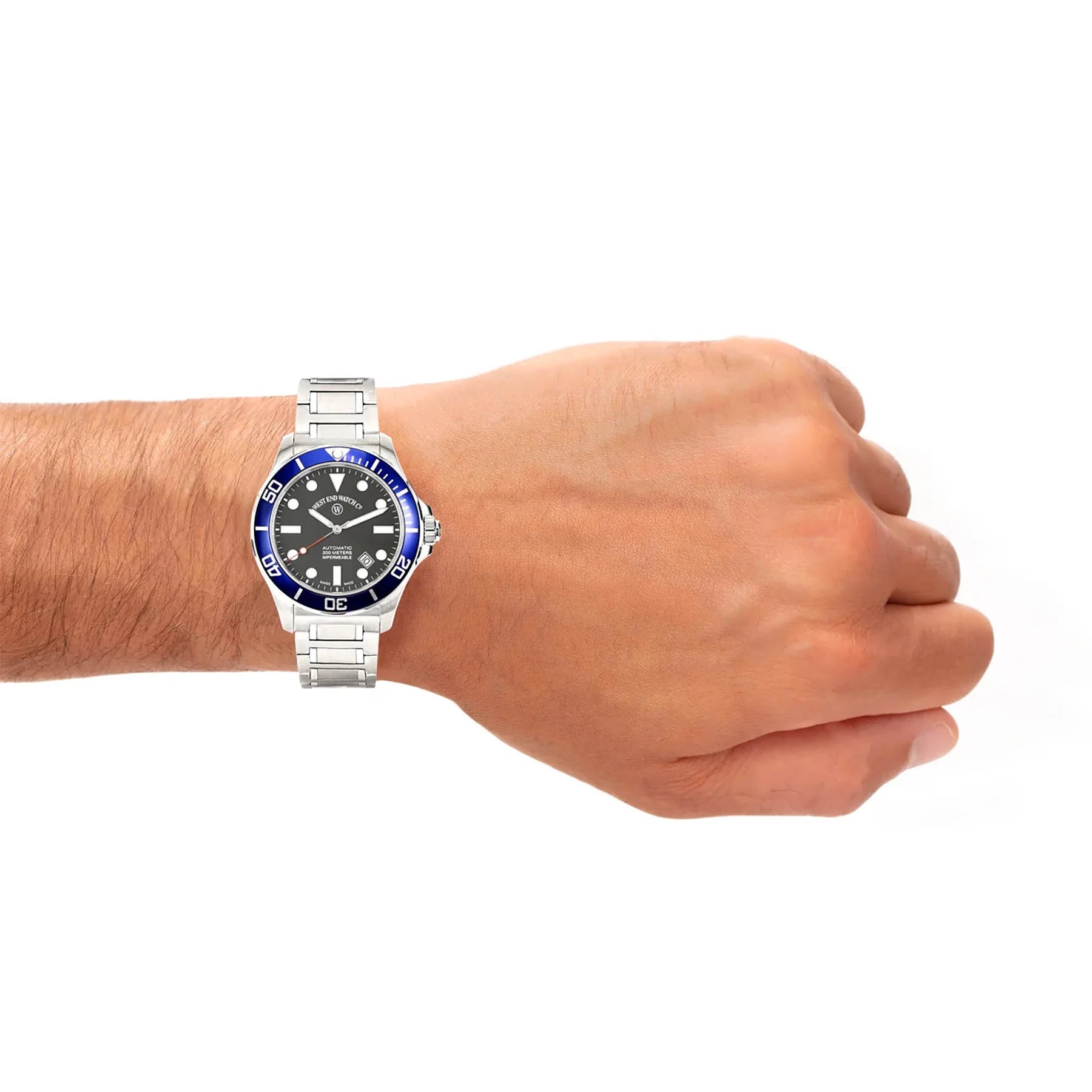 WEST END MEN'S SILVER TONE CASE BLACK DIAL AUTOMATIC WATCH