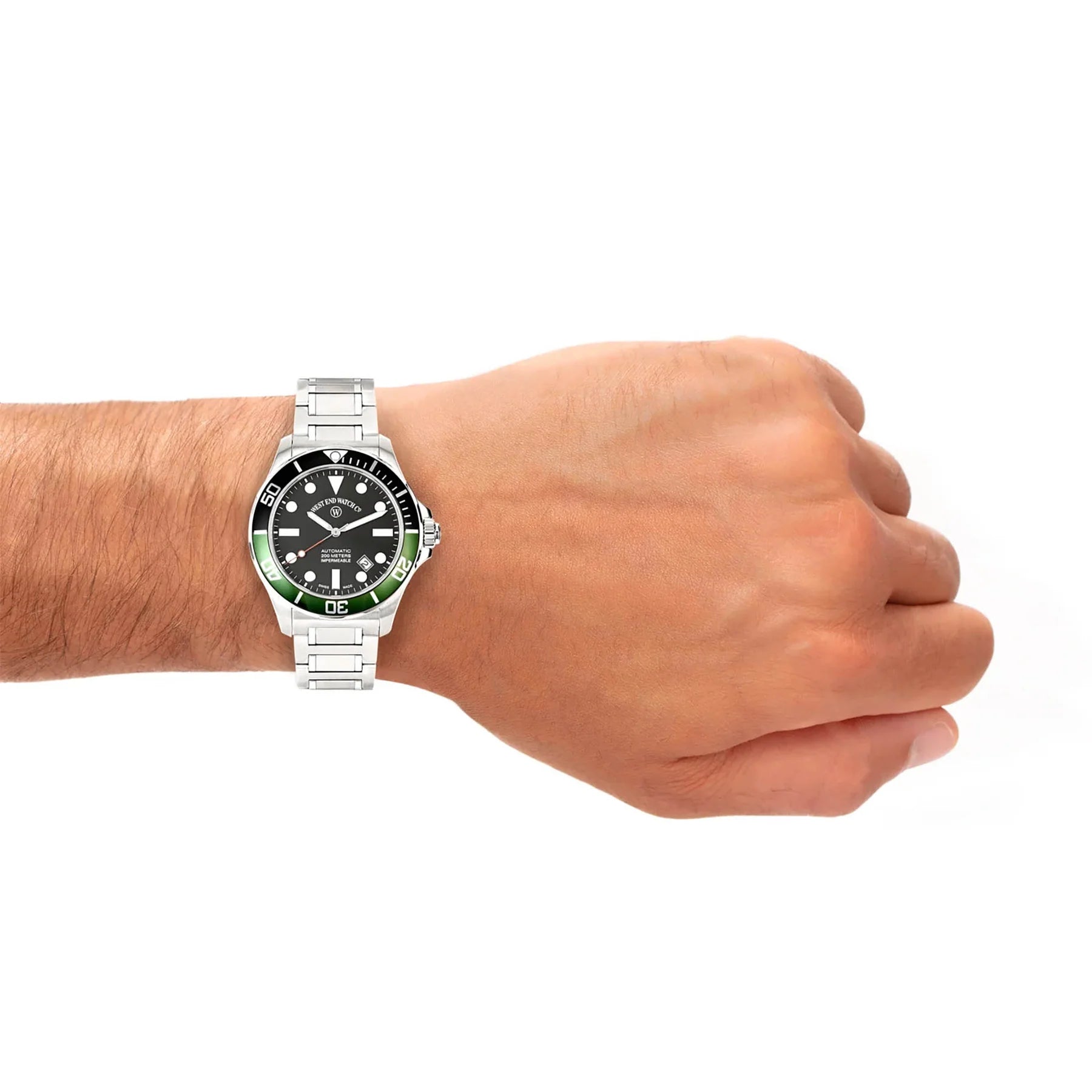 WEST END MEN'S SILVER TONE CASE BLACK DIAL AUTOMATIC WATCH