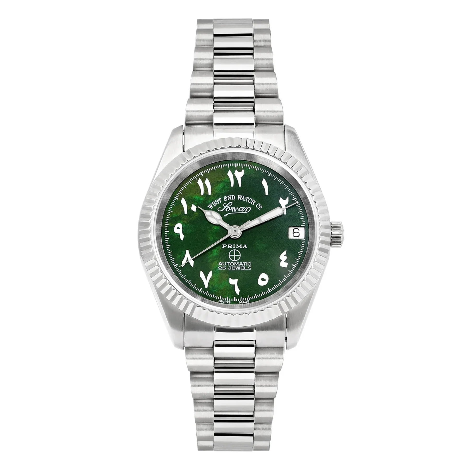WEST END WOMEN'S SILVER TONE CASE GREEN MOP DIAL AUTOMATIC WATCH