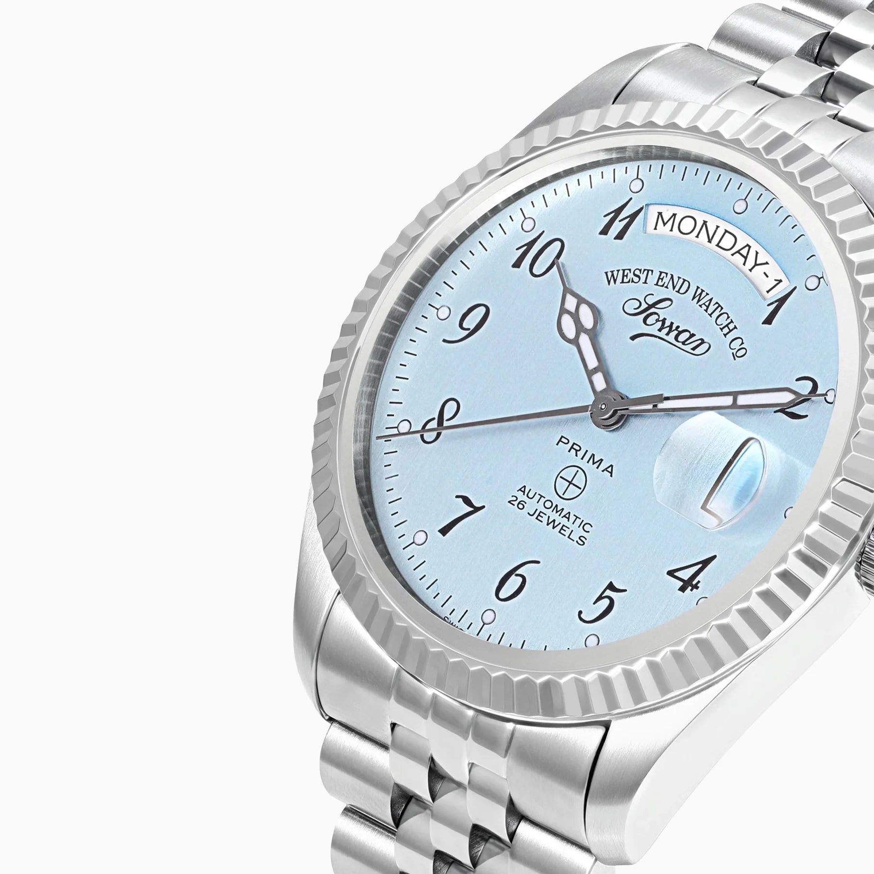 WEST END MEN'S SILVER TONE CASE BLUE DIAL AUTOMATIC WATCH