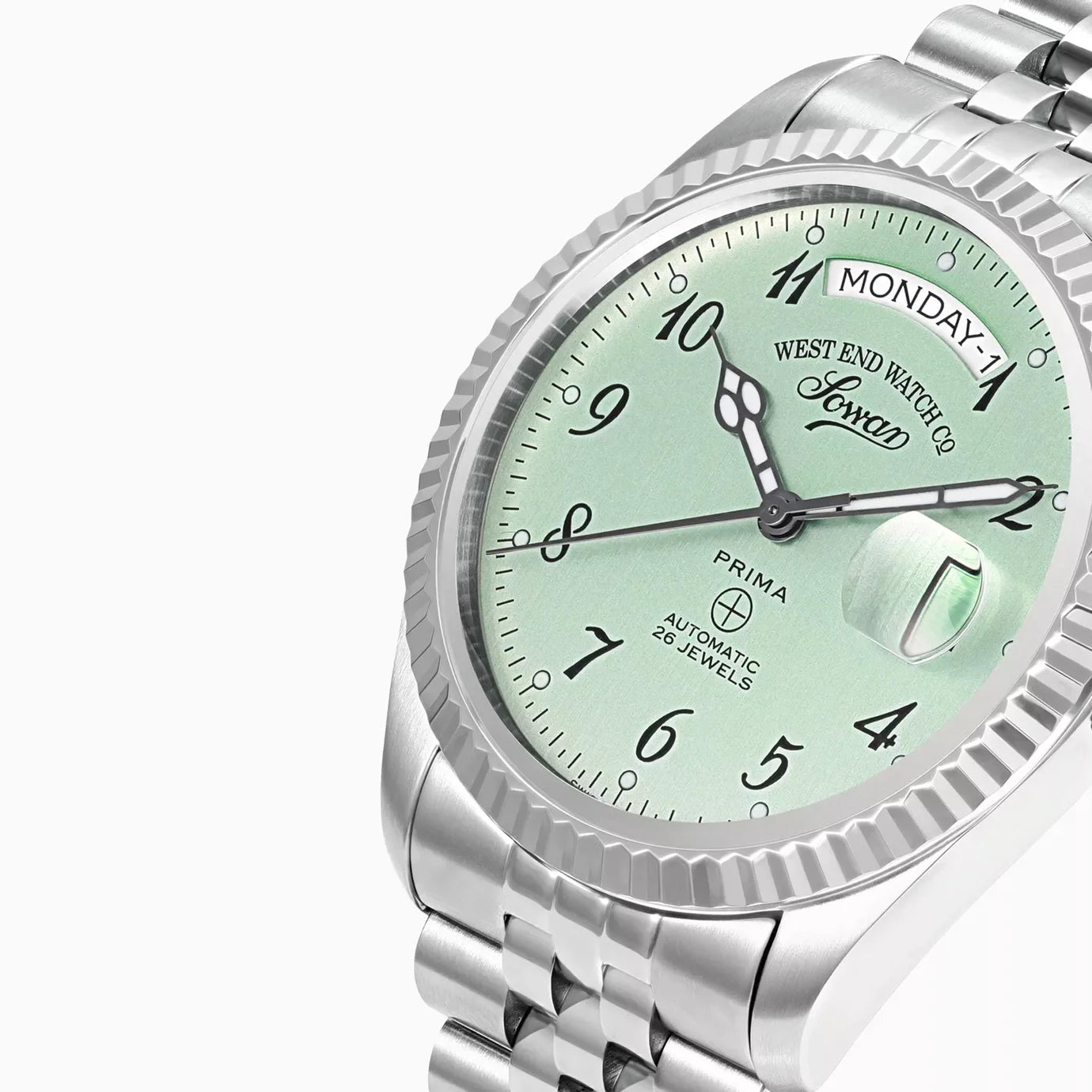 WEST END MEN'S SILVER TONE CASE GREEN DIAL AUTOMATIC WATCH