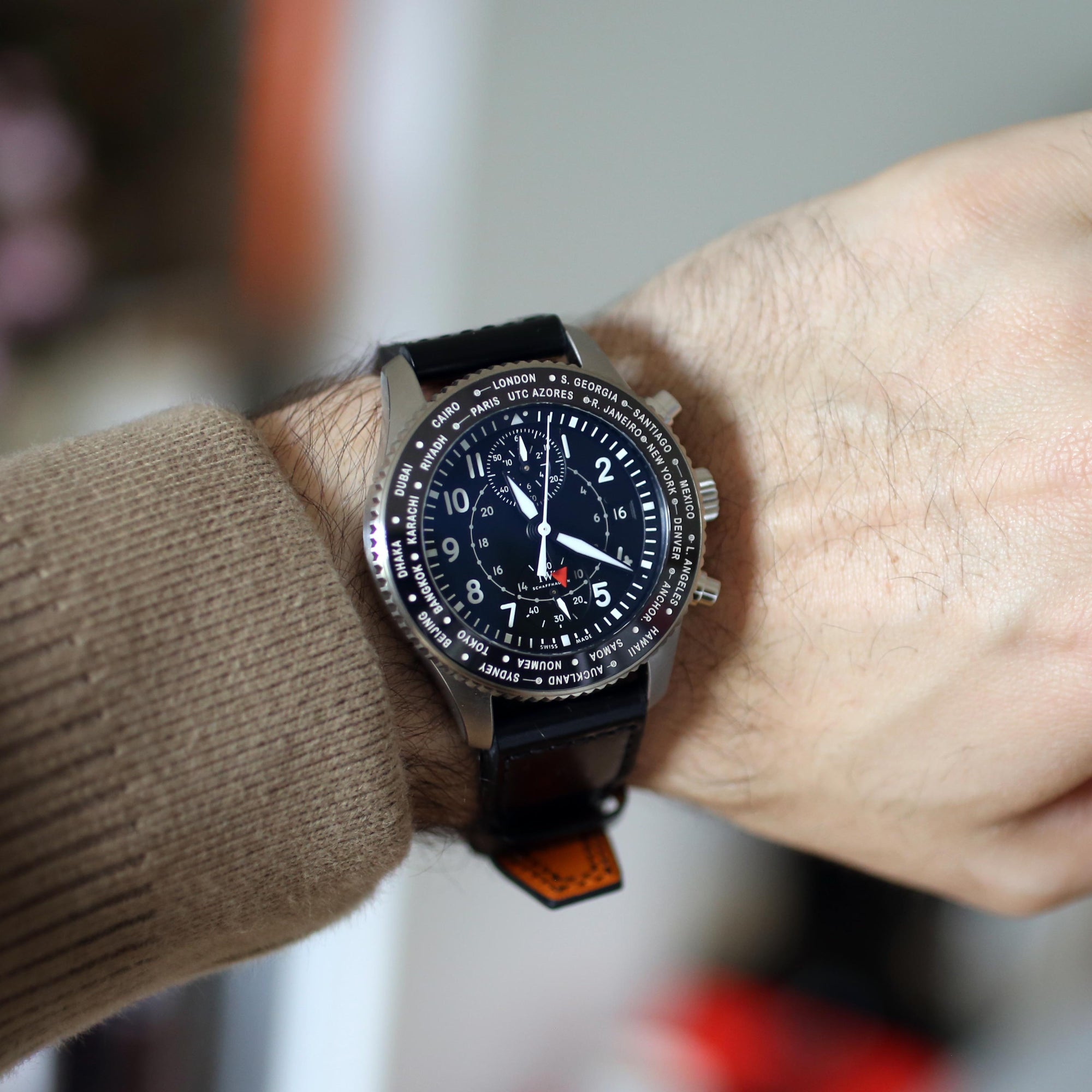 IWC Pilots IW395001 Watch Timezoner Chronograph Black Dial