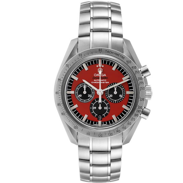 Omega Speedmaster – Michael Schumacher Legend – Red Dial – Full Set – Unworn - Azzam Watches 