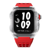 Apple watch case polycarbonate 44/45mm - transparent case with red strap - Azzam Watches 