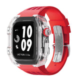 Apple watch case polycarbonate 44/45mm - transparent case with red strap - Azzam Watches 