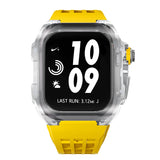 Apple watch case polycarbonate 44/45mm - transparent case with yellow strap - Azzam Watches 