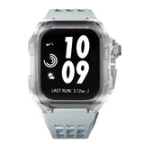 Apple watch case polycarbonate 44/45mm - transparent case with grey strap - Azzam Watches 