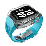 Apple watch case polycarbonate 44/45mm - transparent case with baby blue strap - Azzam Watches 